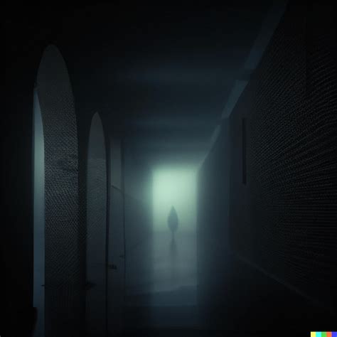 A creepy dark hallway with a mysterious dark figure at | DALL·E 2 | OpenArt