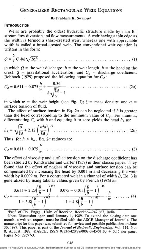 (PDF) Generalized Rectangular Weir Equations