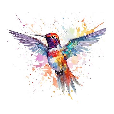 Premium Vector | Watercolor hummingbird and flower