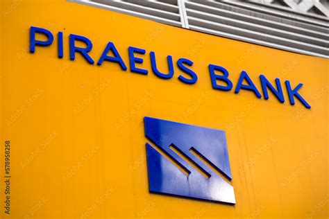 Signage and logo of Piraeus Bank in Athens, Greece Stock Photo | Adobe ...