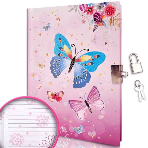 Girls Diary with Lock for Kids, GINMLYDA 7x5.3 Inch 160 Pages Secret Pink Journal for Teenage ...