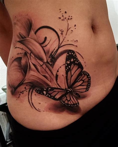 A right side stpmach | Belly tattoos, Rose and butterfly tattoo, Tattoos for women