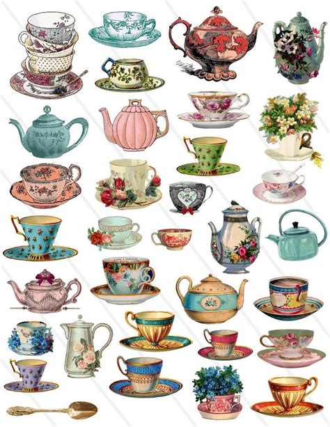 Teacup Clipart Tea Clipart Teacup Floral Vintage Tea Cups Tea - Etsy | Arte del tè, Tè vintage ...