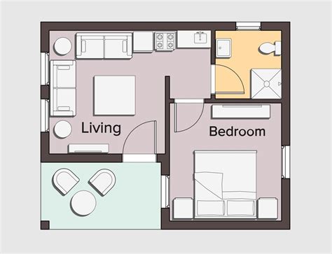 Architectural Floor Plan For One Bedroom Small Home 7193993 Vector Art ...