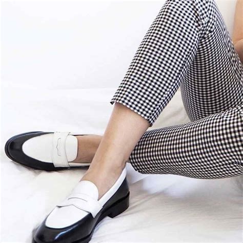 Two-Tone Penny Loafers for Women Beatnik Irma Black & White