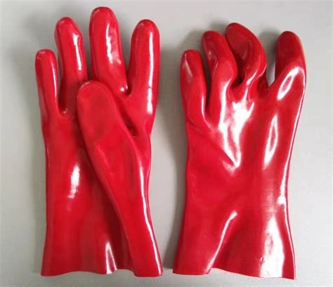 EN388 300mm Oil Proof Pvc Rubber Protective Gloves Chemical Resistant