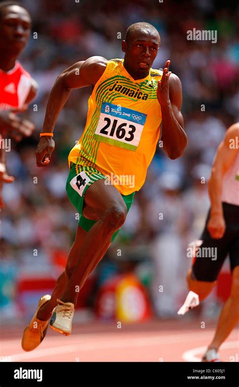 USAIN BOLT JAMAICA OLYMPIC STADIUM BEIJING CHINA 18 August 2008 Stock ...