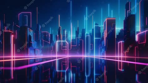 Premium AI Image | A neon cityscape with a cityscape in the background.