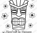 Tiki Coloring Pages Mask Printable Hawaiian Hut Koh Tattoo Totem Faces  sketch template