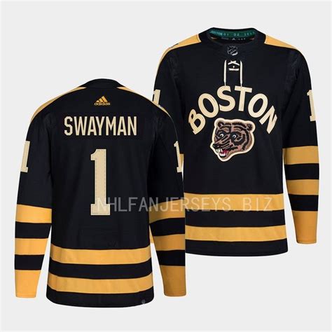 Boston Bruins #1 Jeremy Swayman Black 2023 Winter Classic Authentic Stitched Hockey Jersey