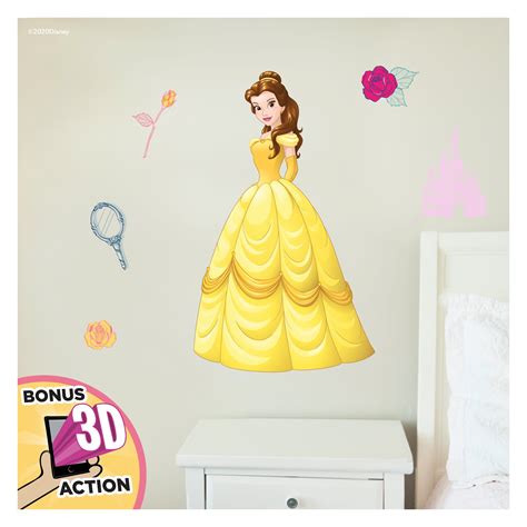 Disney Princess Wall Decals - Belle Beauty and The Beast Disney Wall Decals with 3D Augmented ...