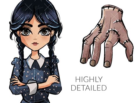 Wednesday Addams Clipart Addams Family Enid Thing Hand - Etsy Australia