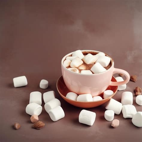 Premium AI Image | Cup of Hot Cocoa with Marshmallows on Colorful Background