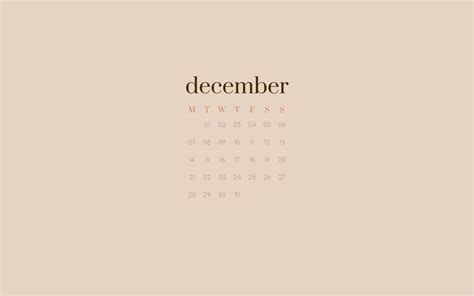 December 2020 Calendar Beige Desktop Wallpaper aesthetic girly MacBook ...