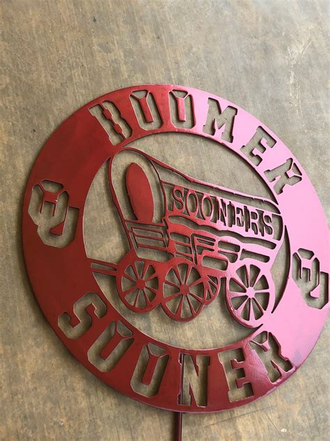 OU Boomer Sooner Schooner Metal Art Medallion with Optional 8" stake | Schooner Chandlery