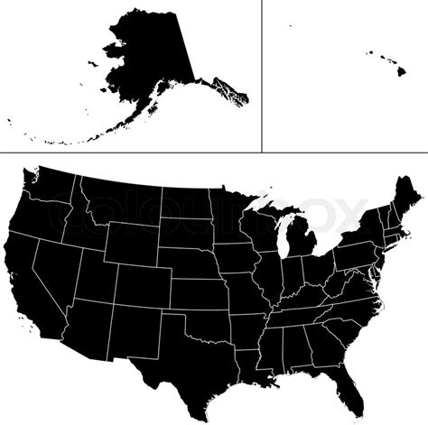 Detailed vector shape of the Unites States of America including Alaska and Hawaii. | Stock ...