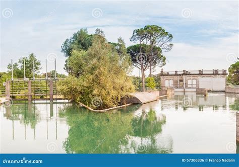 Installation of Locks on the River Stock Photo - Image of structures ...