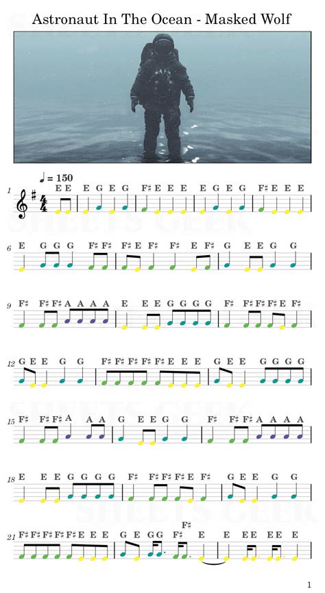 Astronaut In The Ocean - Masked Wolf | Easy Sheet Music