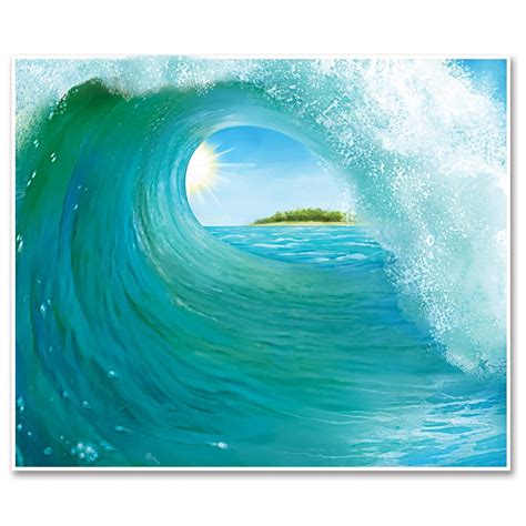 Pack of 6 Blue Tunnel Surf Wave Mural Photo Backdrop Wall Decor 6 ...