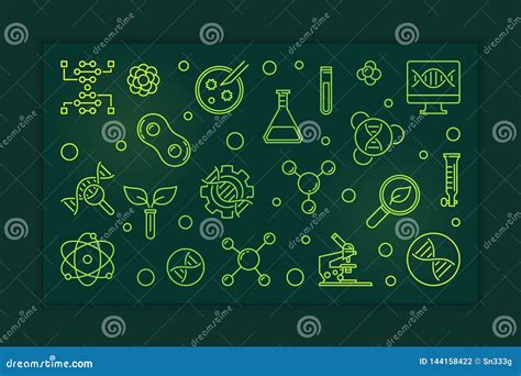 Biotechnology Linear Banner. Vector Biotech Illustration ...