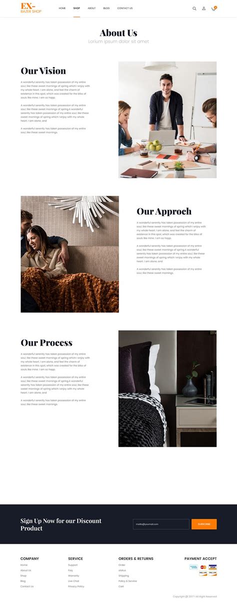 "About US" page template for an eCommerce website. | About us page design, Website template ...