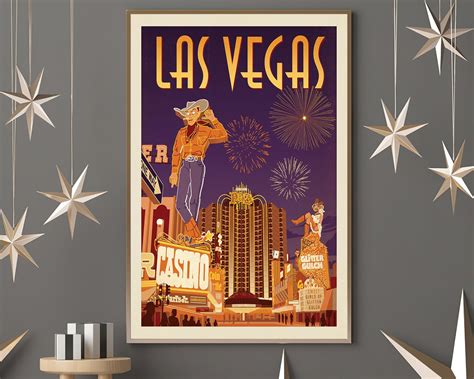 Las Vegas Casino City Poster Viva Vintage Vegas Nevada State | Etsy