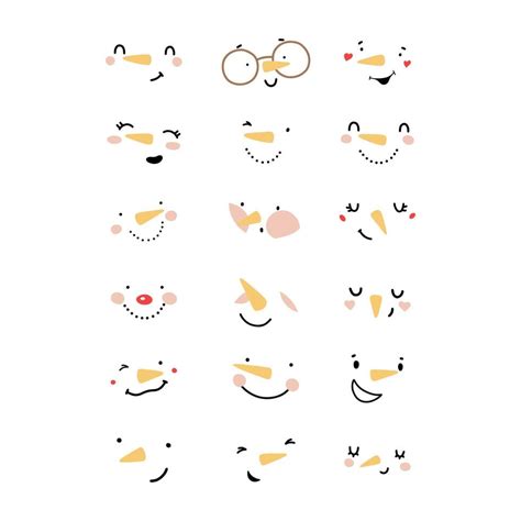 Snowman faces set 13129876 Vector Art at Vecteezy