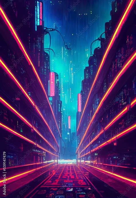 Cyberpunk neon city night. Futuristic city scene. Backdrop. Wallpaper ...