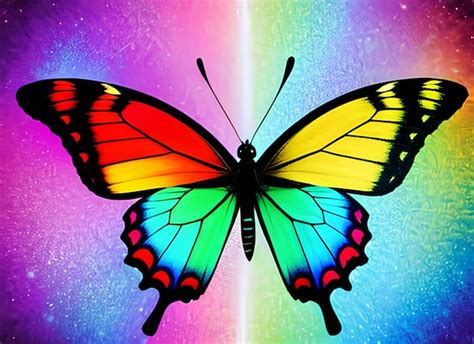 Premium AI Image | Rainbow butterfly colorful wings