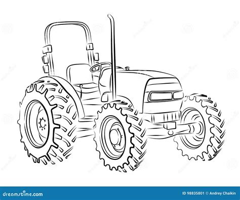 Tractor Sketch. stock vector. Illustration of topn, sketch - 98835801