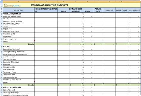 Self Build Spreadsheet Template — db-excel.com