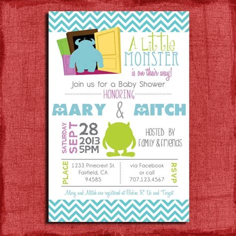 Printable Monsters Inspired Baby Shower 4x6 or 5x7 Invitation-DIY by ...