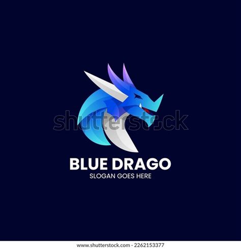 Vector Logo Illustration Blue Dragon Gradient Stock Vector (Royalty ...