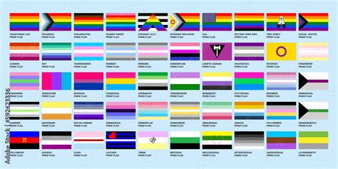 Vecteur Stock LGBT sexual identity pride flags gender collection. Flag of gay, lesbian ...