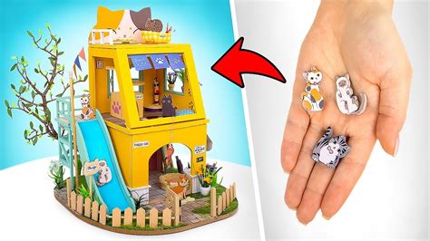 DIY Miniature Cat House - YouTube