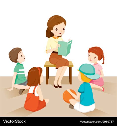 Woman teachers telling story to students Vector Image