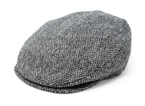 Hanna Hats - Irish Tweed Flat Cap for Men's Donegal Vintage Grey Herringbone Hat Made in Ireland ...