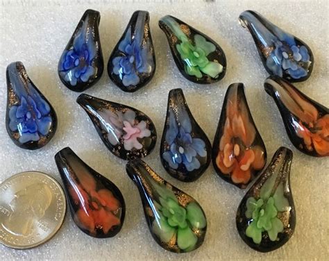 Jewelry Making New Bulk 10pcs. Glass SMALL Pendants Drop Pendant, Large Hole, Random Colors. - Etsy