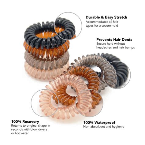 Waterproof Spiral Hair Ties (8 Pack)