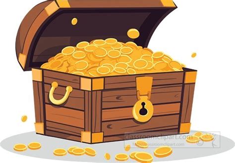 Pirate Clipart-pirate treasure chest full of gold coins