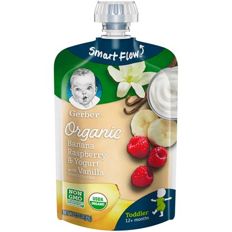 Gerber Organic Banana, Raspberry & Yogurt with Vanilla Toddler Food Pouch, 3.5 Oz. - Walmart.com ...