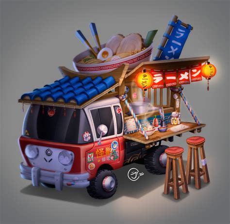 ArtStation - Ramen Truck Food Concept, Game Concept Art, Concept Cars, Food Truck Design, Food ...