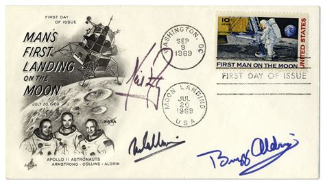 Lot Detail - Apollo 11 First Day Cover Boldly Signed by Neil Armstrong, Buzz Aldrin and Michael ...