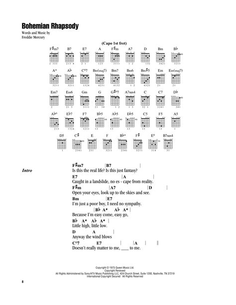 Bohemian Rhapsody by Queen - Guitar Chords/Lyrics - Guitar Instructor