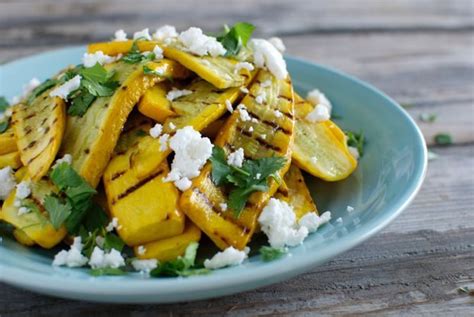 Grilled Yellow Squash with Feta and Cilantro - Eating Made Easy