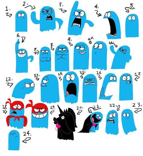 Bloo expression sheet | Expression sheet, Imaginary friend, Foster home for imaginary friends