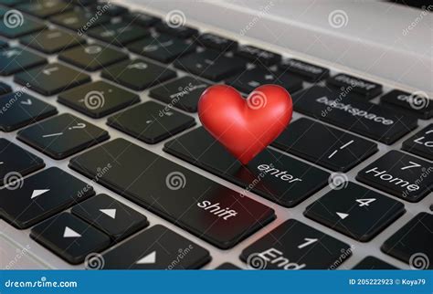 Heart Symbol on Laptop Keyboard 3d Rendering Stock Illustration ...