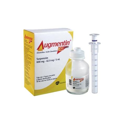 AUGMENTIN ES600 (AMOXICILLIN, CLAVULANIC ACID) 600MG/42.9MG/5ML SUSPENSION POWDER - MEXIPHARMACY ...