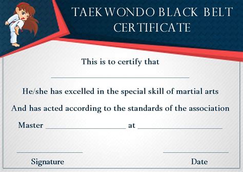 Taekwondo certificate templates for trainers students inspiring designs – Artofit