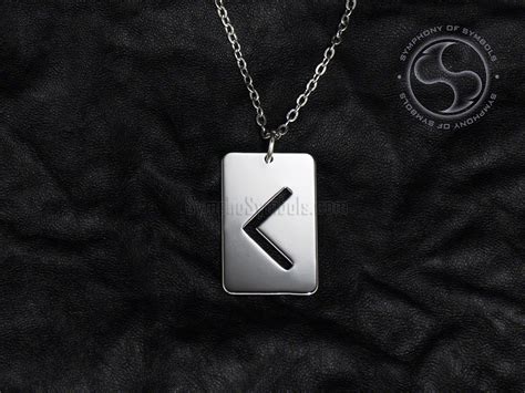 Kenaz Rune Pendant & Necklace in Stainless Steel | Runic Symbols – SymphoSymbols